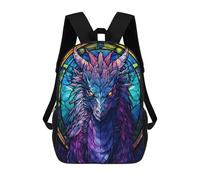 sinyumoney 3D Printed Purple Seraphon Dragon School Bag Boys Girls Children's 17inch Backpack School Backpack Casual Fashion Backpack for in School Or Travel