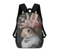 sinyumoney 3D Printed Rabbit in A Floral Hat School Bag Boys Girls Children's School Backpack Casual Fashion Backpack for in School Or Travel 17inch