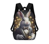 sinyumoney 3D Printed Rabbit Suit Animal School Book Bags Fashion Kids Large Capacity Backpack Children School Bag Travel Rucksacks 17inch