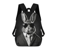 sinyumoney 3D Printed Rabbit Sunglasses Children's 17inch School Backpack for Kids High Capacity Travel Rucksacks Fashion Book Bags Kids School Bag