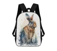 sinyumoney 3D Printed Rabbit Watercolor Painting Children School Backpack Fashion Rucksack Casual Travel 17inch Backpacks Large Capacity Daypack for Boys Girls