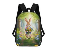 sinyumoney 3D Printed Rabbit with Flowers in Forest School Bag Boys Girls Children's School Backpack Casual Fashion Backpack for in School Or Travel 17inch