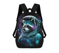 sinyumoney 3D Printed Raccoon Astronaut Space Art Print-2 School Backpack for Kids Children's 17inch Backpacks Boy Girl Book Bags Kids School Bag