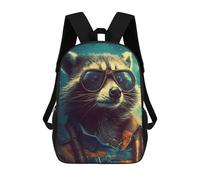 sinyumoney 3D Printed Raccoon Aviator Artwork School Backpack With Big Pockets for Kids, Children's Backpacks Book Bags Kids School Bag 17inch