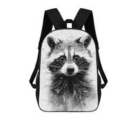 sinyumoney 3D Printed Raccoon Beauty Watercolor Children's 17inch School Backpack for Kids High Capacity Travel Rucksacks Fashion Book Bags Kids School Bag