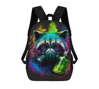 sinyumoney 3D Printed Raccoon Gas Mask Art Print School Backpack for Kids Children's 17inch Backpacks Boy Girl Book Bags Kids School Bag