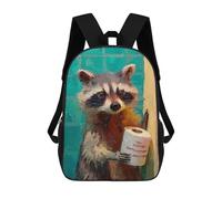 sinyumoney 3D Printed Raccoon Holding Toilet Paper Roll Children School Backpack Fashion Rucksack Casual Travel 17inch Backpacks Large Capacity Daypack for Boys Girls