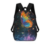 sinyumoney 3D Printed Rainbow Butterfly Splash Children School Backpack Fashion Rucksack Casual Travel 17inch Backpacks Large Capacity Daypack for Boys Girls