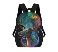sinyumoney 3D Printed Rainbow Deer in Space School Bags Kids Backpacks Casual Fashion Backpacks Book Bags for Boys Elementary And Middle School Students 17inch