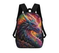 sinyumoney 3D Printed Rainbow Dragon in Flames Children's School Backpack for Kids High Capacity Travel Rucksacks Fashion Book Bags Kids School Bag Back Pack 17inch