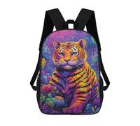 sinyumoney 3D Printed Rainbow Tiger in Fantasy Forest School Backpack With Big Pockets for Kids, Children's Backpacks Book Bags Kids School Bag 17inch