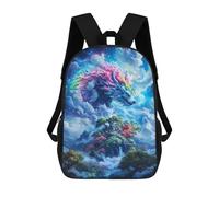 sinyumoney 3D Printed Rainbow Wolf in The Clouds Children School Backpack Fashion Rucksack Casual Travel 17inch Backpacks Large Capacity Daypack for Boys Girls