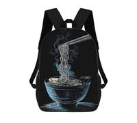 sinyumoney 3D Printed Ramen Bowl with Chopsticks Children Backpacks Kids Cute School Backpack Outdoor Casual Daypack for Boys Middle School Students 17inch