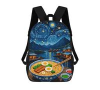 sinyumoney 3D Printed Ramen Starry Night School Bag Boys Girls Children's 17inch Backpack School Backpack Casual Fashion Backpack for in School Or Travel