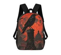 sinyumoney 3D Printed Raven And The Blood Moon School Backpack for Kids Children's 17inch Backpacks Boy Girl Book Bags Kids School Bag