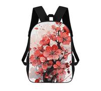 sinyumoney 3D Printed Red Flower School Book Bags Fashion Kids Large Capacity Backpack Children School Bag Travel Rucksacks 17inch