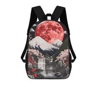 sinyumoney 3D Printed Red Moon Fuji Mountain School Backpack for Kids Children's 17inch Backpacks Boy Girl Book Bags Kids School Bag