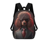 sinyumoney 3D Printed Red Poodle Mafia Boss School Backpack for Kids Children's 17inch Backpacks Boy Girl Book Bags Kids School Bag