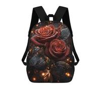 sinyumoney 3D Printed Red Roses with Dew Drops School Backpack With Big Pockets for Kids Children's Backpacks Boy Girl Book Bags Kids School Bag 17inch