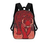 sinyumoney 3D Printed Red Tiger Art Print Children's 17inch School Backpack for Kids High Capacity Travel Rucksacks Fashion Book Bags Kids School Bag