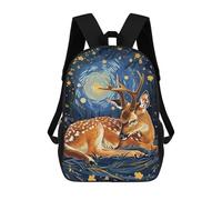 sinyumoney 3D Printed Resting Deer in Starry Night School Backpack for Kids Children's 17inch Backpacks Boy Girl Book Bags Kids School Bag