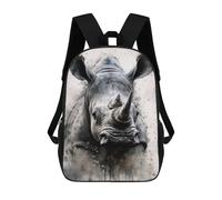 sinyumoney 3D Printed Rhinoceros Black Ink School Bag Boys Girls Children's School Backpack Casual Fashion Backpack for in School Or Travel 17inch