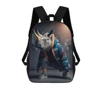 sinyumoney 3D Printed Rhinoceros Street Style School Bag Boys Girls Children's School Backpack Casual Fashion Backpack for in School Or Travel 17inch