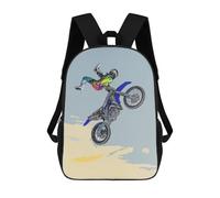 sinyumoney 3D Printed Rider in Action Motorcycle Stunt Art School Backpack With Big Pockets for Kids Children's Backpacks Boy Girl Book Bags Kids School Bag 17inch