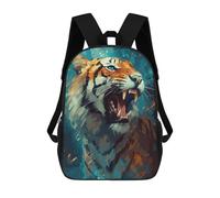 sinyumoney 3D Printed Roaring Tiger Art Print Children's School Backpack for Kids High Capacity Travel Rucksacks Fashion Book Bags Kids School Bag Back Pack 17inch