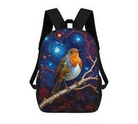 sinyumoney 3D Printed Robin in Starry Night Children School Backpack Fashion Rucksack Casual Travel 17inch Backpacks Large Capacity Daypack for Boys Girls