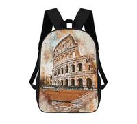 sinyumoney 3D Printed Rome in Watercolor School Backpack With Big Pockets for Kids Children's Backpacks Boy Girl Book Bags Kids School Bag 17inch