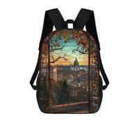 sinyumoney 3D Printed Romes Twilight View Children School Backpack Fashion Rucksack Casual Travel 17inch Backpacks Large Capacity Daypack for Boys Girls