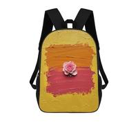 sinyumoney 3D Printed Rose on Textured Paint Background Children Backpacks Kids Cute School Backpack Outdoor Casual Daypack for Boys Middle School Students 17inch