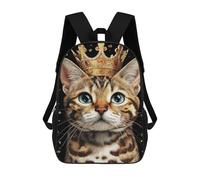 sinyumoney 3D Printed Royal Bengal Cat Portrait School Bag Boys Girls Children's 17inch Backpack School Backpack Casual Fashion Backpack for in School Or Travel