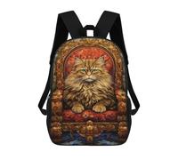 sinyumoney 3D Printed Royal Cat Throne Decor-7 Children School Backpack Fashion Rucksack Casual Travel 17inch Backpacks Large Capacity Daypack for Boys Girls