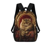 sinyumoney 3D Printed Royal Persian Cat Throne-11 Children's 17inch School Backpack for Kids High Capacity Travel Rucksacks Fashion Book Bags Kids School Bag