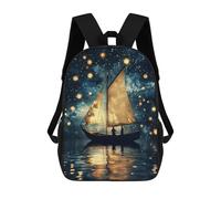 sinyumoney 3D Printed Sailboat Under A Starry Sky Children Backpacks Kids Cute School Backpack Outdoor Casual Daypack for Boys Middle School Students 17inch