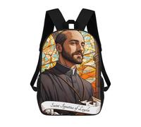 sinyumoney 3D Printed Saint Ignatius of Loyola Children Backpacks Kids Cute School Backpack Outdoor Casual Daypack for Boys Middle School Students 17inch