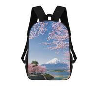 sinyumoney 3D Printed Sakura Branches And Fuji School Backpack With Big Pockets for Kids, Children's Backpacks Book Bags Kids School Bag 17inch