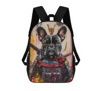 sinyumoney 3D Printed Samurai Bulldog Armor Art Print School Bag Boys Girls Children's 17inch Backpack School Backpack Casual Fashion Backpack for in School Or Travel