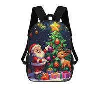 sinyumoney 3D Printed Santa And Reindeer Christm Children's School Backpack for Kids High Capacity Travel Rucksacks Fashion Book Bags Kids School Bag Back Pack 17inch