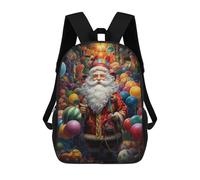 sinyumoney 3D Printed Santa Claus in Balloon Land School Backpack With Big Pockets for Kids Children's Backpacks Boy Girl Book Bags Kids School Bag 17inch