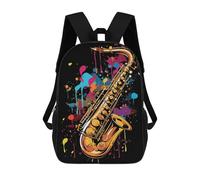 sinyumoney 3D Printed Saxophone Colorful Children Backpacks Kids Cute School Backpack Outdoor Casual Daypack for Boys Middle School Students 17inch