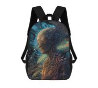 sinyumoney 3D Printed School Bag Alien in Space Kid's Backpack Bookbag Cute Rucksacks Waterproof Fashion Casual Schoolbag for Kids 17inch