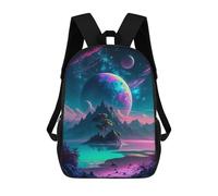 sinyumoney 3D Printed School Bag Alien Planet Landscape -1 Kid's Backpack Bookbag Cute Rucksacks Waterproof Fashion Casual Schoolbag for Kids 17inch