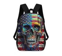 sinyumoney 3D Printed School Bag American Flag Skull Artwork Kid's Backpack Bookbag Cute Rucksacks Waterproof Fashion Casual Schoolbag for Kids 17inch