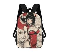 sinyumoney 3D Printed School Bag Anime Girl in Red Cheongsam Dress Kid's Backpack Bookbag Cute Rucksacks Waterproof Fashion Casual Schoolbag for Kids 17inch