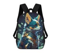sinyumoney 3D Printed School Bag Armored Fox Guardian Kid's Backpack Bookbag Cute Rucksacks Waterproof Fashion Casual Schoolbag for Kids 17inch