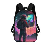 sinyumoney 3D Printed School Bag Astronaut in Space with TV Kid's Backpack Bookbag Cute Rucksacks Waterproof Fashion Casual Schoolbag for Kids 17inch