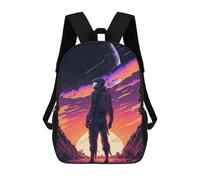 sinyumoney 3D Printed School Bag Astronaut on Alien Planet -12 Kid's Backpack Bookbag Cute Rucksacks Waterproof Fashion Casual Schoolbag for Kids 17inch